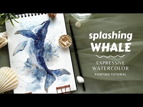 Expressive and Fun Watercolor Techniques: Splashing Whale