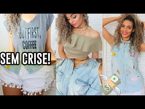 Customizando roupas velhas femininas - Como Fazer Colete, blusa OMBRO A OMBRO, short jeans #1