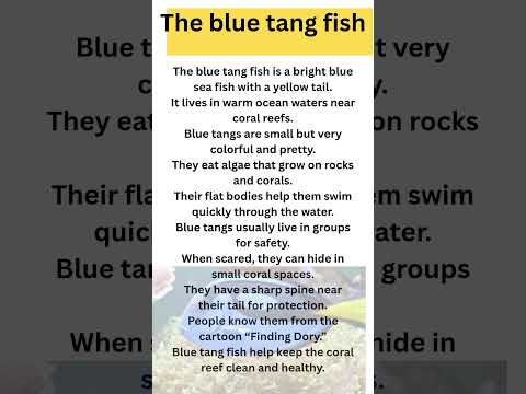 10 lines essay on The blue tang fish in English/Benefits of Blue tang fish/10 lines essay on Fish/my