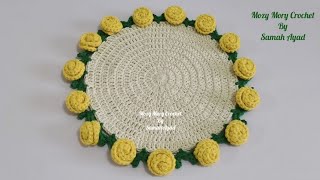 كروشيه مفرش الوردة الترند🔥👌/وردة الجرس كروشيه/وردة التوليب/شال الورد crochet roses bouquet blanket