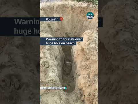 Warning to tourists over huge hole on beach | ITV News