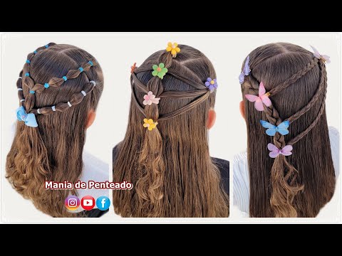 Penteados Fáceis com Elásticos para Escola ou Passeios 😍| Easy Hairstyles with Elastics for Girls 🥰