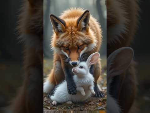 White baby rabbit survived after fox attack
