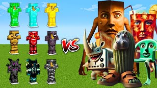 Which Armor is Immortal vs All Brainrot Animals Bosses - Minecraft Mob Battle