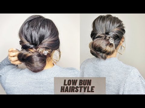 Easy and Effortless Low Updo Hairstyle for medium to long hair/girl's hairstyle