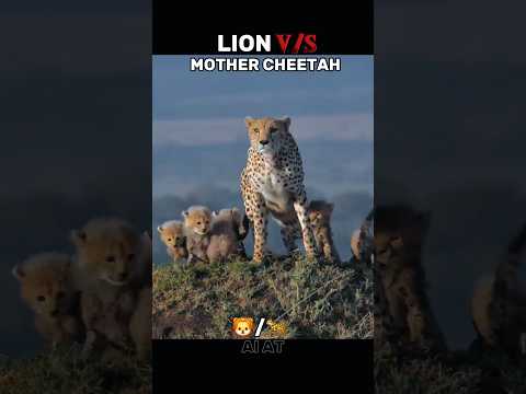 Lion VS Mother cheetah ? #animals #lions #shorts