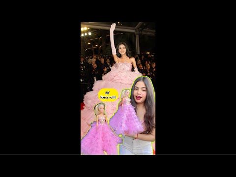 DIY nancy tyagi cannes outfit for barbie😱#nancy #diy #dress  #Barbie #shorts @itspriyanjalisingh