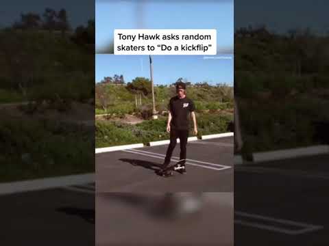 Tony Hawk went around town asking random skaters to “Do a kickflip” 😂 @TheBerrics #shorts