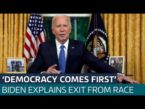 Joe Biden explains decision to bow out as Trump ramps up rhetoric against Harris | ITV News
