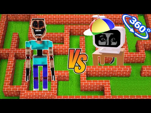 360° VR. MIMICER MAZE vs SPRUNKI MAZE in Minecraft!