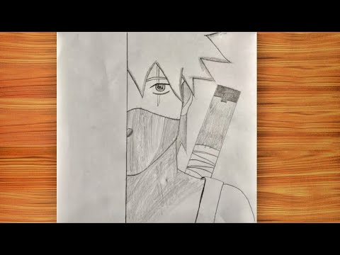 Easy anime half face drawing | how to draw ninja anime (Kakashi) Step-by-step | Naruto Tutorial