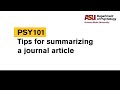 Summarizing Journal Articles Effectively