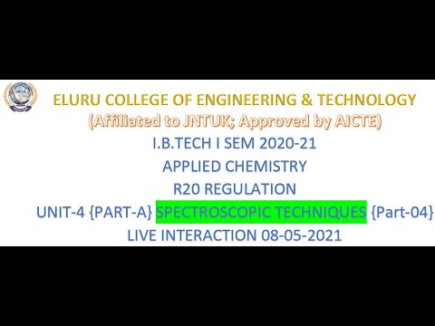 Spectroscopic Techniques Part-5 ELURU COLLEGE OF ENGINEERING & TECHNOLOGY, AFFILIATED TO JNTUK