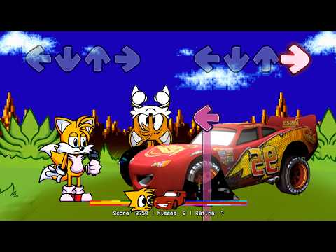 FNF Chasing but Pibby Lightning McQueen VS Tail's exe Sing it | Friday Night Funkin'