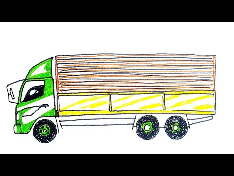 Cara Menggambar Mobil Truk Hino Wing Box dGN Mudah - Gambar Truck