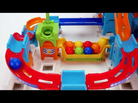 Marble Run Race ☆ HABA Slope with Garbage Trucks #136