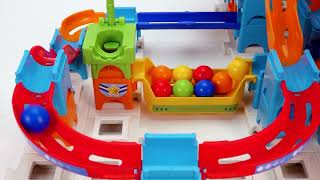 Marble Run Race ☆ HABA Slope with Garbage Trucks #136
