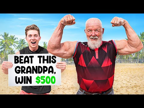Worlds Strongest GRANDPA VS Bodybuilders at Muscle Beach