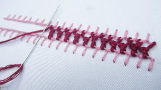 Hand Embroidery, Elegant borderline hand embroidery for beginners, Easy basic stitches