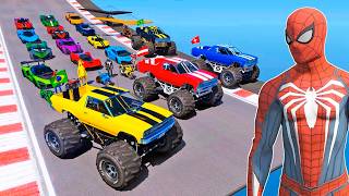 HOMEM ARANHA e AMIGOS SALTO com MONSTER TRUCK! DESAFIO Acrobático com SPIDERMAN - IR GAMES