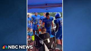 YouTube video thumbnail: Good News: High School Football Team Surprises mom Fighting Cancer With Flowers
