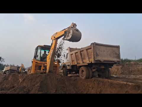 Jcb excavator loading in TATA Tippers truck