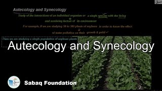Autecology and Synecology