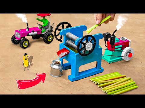 DIY tractor making mini sugarcane press science project | tractor farming video