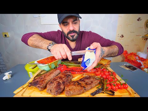 شواء اكل ستيكات غنم مع نودلز Lamb Steaks & Noodle Mukbang