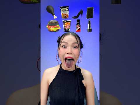 ASMR Mukbang 🖤💀 Eating Random Black Food #funny #shorts #mukbang #eating #food