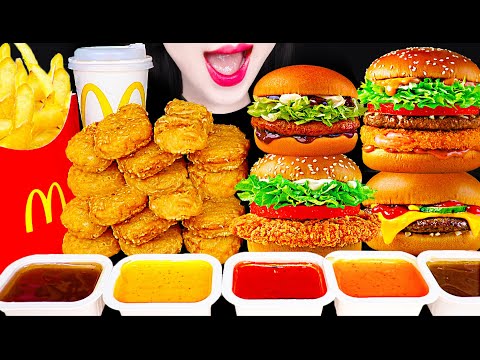 ASMR McDonald's Burger, Fries, Chicken Nuggets 맥도날드 치킨 너겟, 햄버거 먹방 Mukbang, Eating