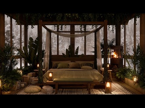 Cozy Up in a Winter Cabin That Feels Like a Forest Sanctuary | Gentle Snowfall & Crackling Fireplace