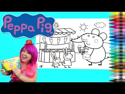 Coloring Peppa Pig Ice Cream JUMBO Coloring Book Page Crayola Crayons | KiMMi THE CLOWN