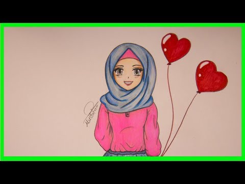 تعليم رسم بنت محجبة للمبتدئين خطوة بخطوة - how to draw muslim girl with hijab
