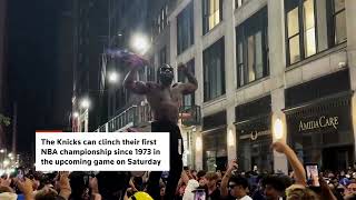 YouTube video thumbnail: Knicks Fans Flood New York Streets to Celebrate Team’s win