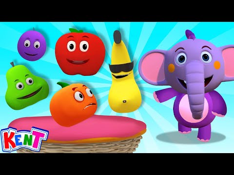 🌈Five Cute Fruits Jumping On The Bed 🍎+ More Fun Kids Songs by Kent The Elephant