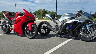 Battle of stock motors! 2025 Ducati Panigale V4 VS fastest kawasaki ZX10R, Suzuki GSXR and Hayabusa