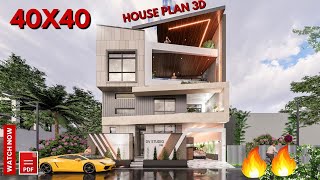 40x40 Duplex House plans 3D | 4bhk | DOUBLE HEIGHT LIVING AREA | 12x12 Meters || DV Studio