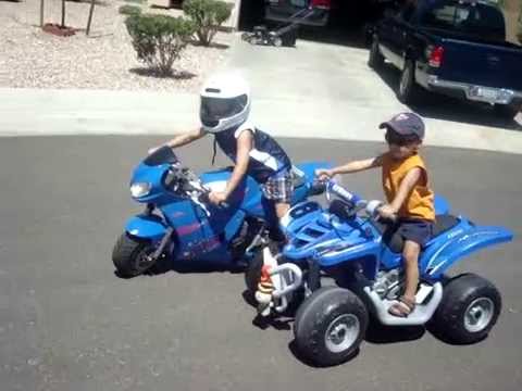 Motorcycle (6 year old on his pocket bike and 3 year old on his ATV) ( PART2)