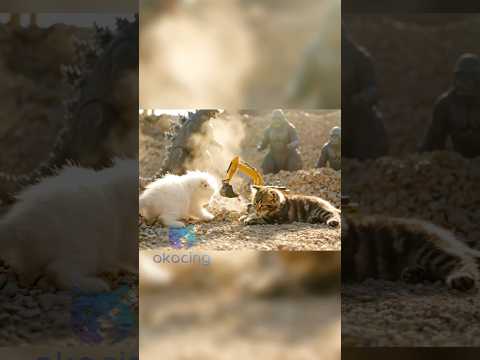 Tiny Persian & Maine Coon Kittens Take Over a Mining World with Godzilla, Kong & Excavators! 🐾⛏️⚡