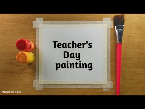 Teachers day painting easy, teacher's day watercolor drawing for beginners, step by step