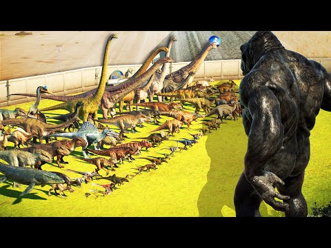 KONG VS ALL DINOSAURS IN JURASSIC WORLD!!