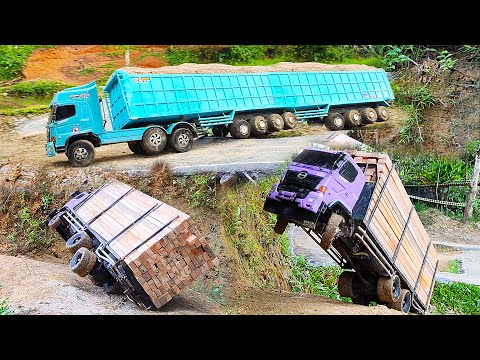 TEREKAM JELAS Sopir Truk Trailer MUATAN PASIR Truk Hino 500 Tronton Rc Truk TERBALIK Rc Handmade