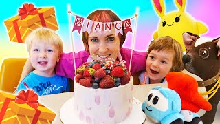 Happy Birthday, Bianca! Gifts for Bianca, Birthday Cake for the Family, and Toys.