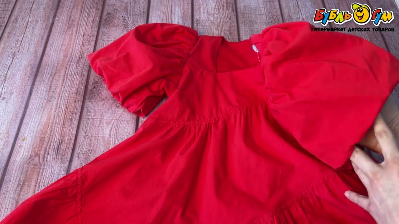 Платье Lanson Kids с рукавами фонариками красное - видео