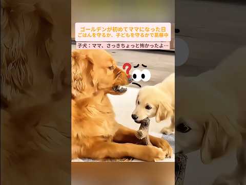 食べ物を守るのは本能。で、母の愛もまた本能なんだ🐾💛 #犬 #ゴールデンレトリバー #犬の考えは顔に表れる #癒し #犬がどんな悪い考えを持つことができるのか