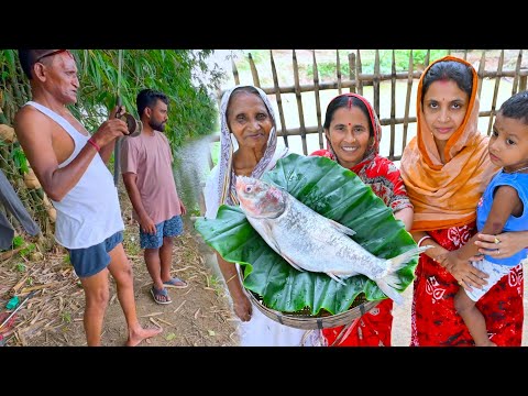 টিকিট কাটা পুকুরে কত মাছ ধরলাম দেখুন সঙ্গে মায়ের হাতে দারুন স্বাদের মাছের ঝোল রান্না | villfood