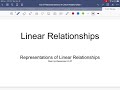 Linear Equations and Relationships