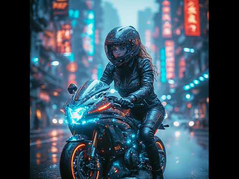 "Neon Drift: Girl vs the Future 🚀" #travelreels #romanticvibes #aiart