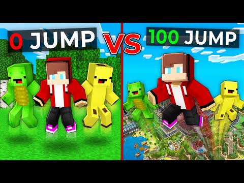 JJ, Mikey and Banana Kid From 0 JUMP to 100 JUMP in Minecraft Maizen!